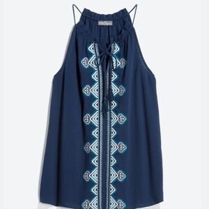 Market & Spruce Blue Embellished Halter Blouse